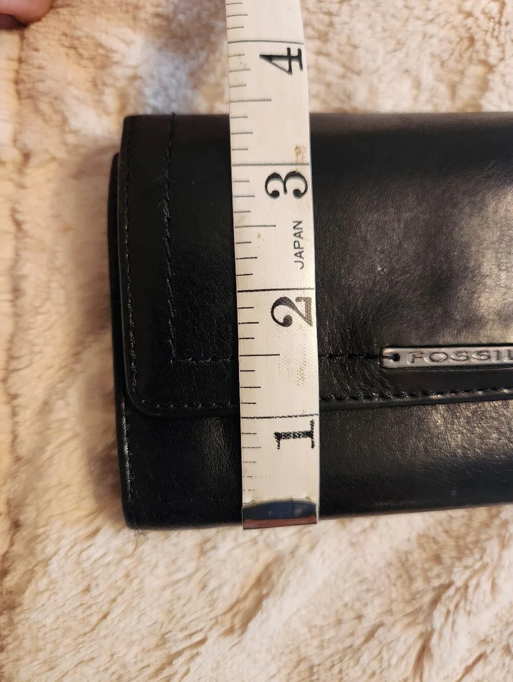 Fossil Black Leather Wallet, Card Slots Cash Coin Holder EUC